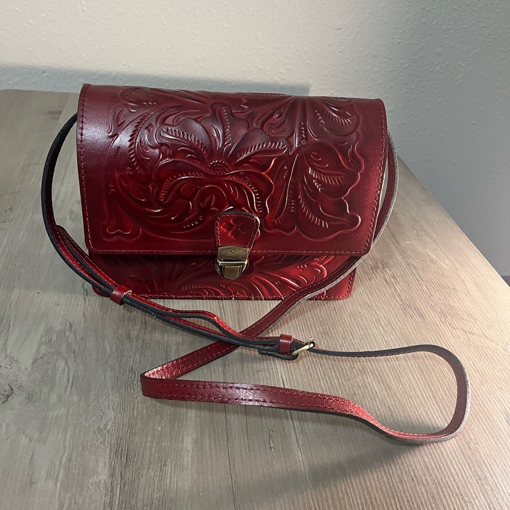 Elegant Red Embossed Leather Bag